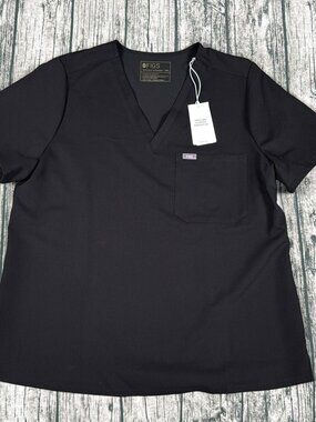 FIGS Catarina One-Pocket Scrub Top Women XXL Black New With Tags